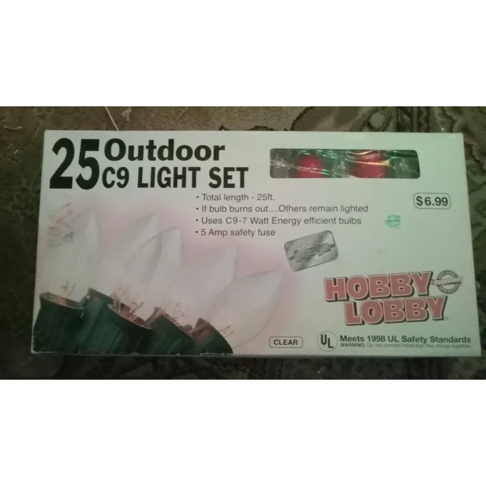Hobby Lobby 25 C9 Red and Clear Indoor Outdoor Light Set